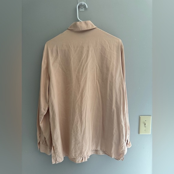 Chaus Button Up Blouse Women’s SZ 12 Collared Long Sleeve Silk Light Pink Career - Picture 5 of 7